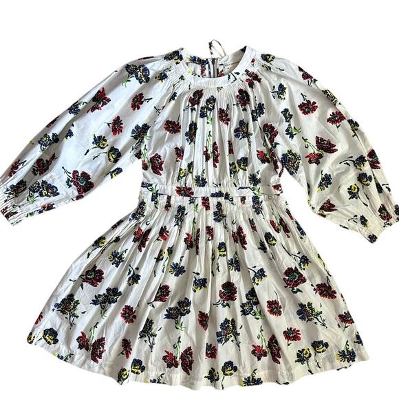 Ulla Johnson Joelle Poplin Floral Pleated High Neck Mini Dress Pockets Size 8 - Picture 10 of 13